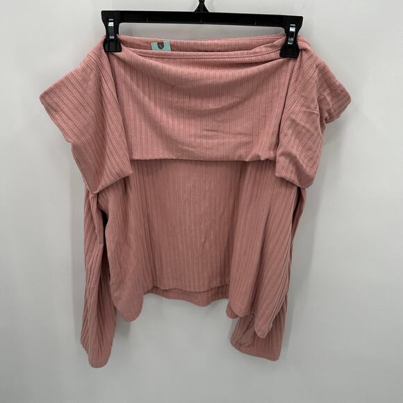 ANTHROPOLOGIE NWT A+ Ribbed Knit Off The Shoulder Top Mauve Pink Sweater // 2X - Picture 11 of 11